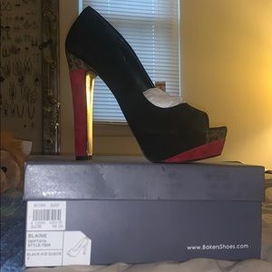 H by Halston Black/Red/Cheetah Heels sz 7